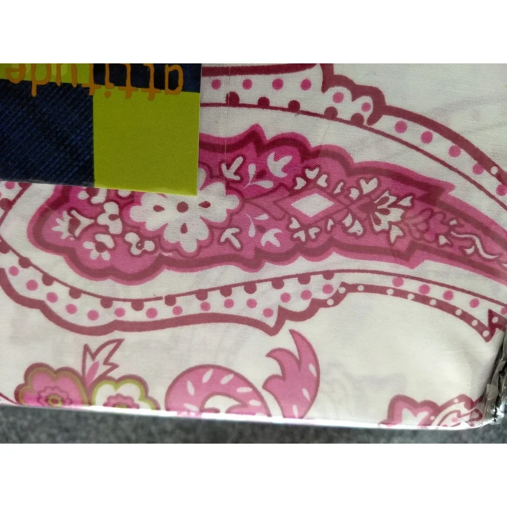 Attitude Paisley Duvet‎ Cover & Shams Set Full Queen 100% Cotton Pink White NIP